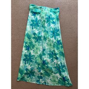 Fabrique.co Green Floral Silk Maxi Skirt – Size L